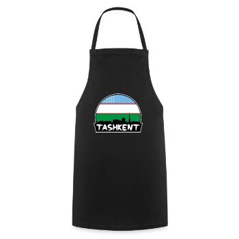 Taschkent Usbekistan Flagge Skyline Silhouette Reisen - Kochschürze - Schwarz - Vorne - AI Model Male 185 dark (185cm)