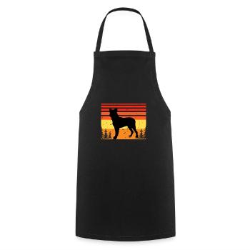Cao Fila De Seo Miguel Hund Silhouette Retro Sonnenuntergang - Kochschürze - Schwarz - Vorne - AI Model Male 185 dark (185cm)