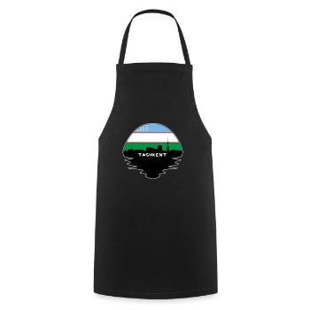 Taschkent Usbekistan Flagge Skyline Silhouette Reisen - Kochschürze - Schwarz - Vorne - AI Model Male 185 dark (185cm)