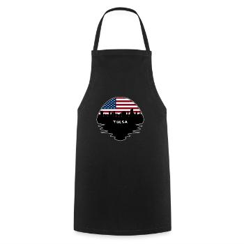 Tulsa Oklahoma USA Flagge Skyline Silhouette Reisen - Kochschürze - Schwarz - Vorne - AI Model Male 185 dark (185cm)