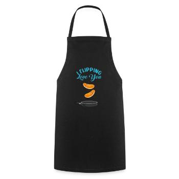 Herziger Pfannkuchen Liebesfrühstück - Kochschürze - Schwarz - Vorne - AI Model Male 185 dark (185cm)