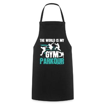 Die Welt ist mein Fitnessstudio Parkour Freies Lau - Kochschürze - Schwarz - Vorne - AI Model Male 185 dark (185cm)