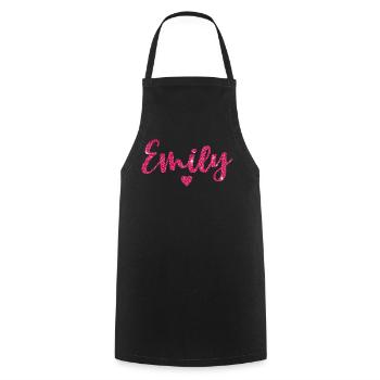 Emily Herz Pink - Kochschürze - Schwarz - Vorne - AI Model Male 185 dark (185cm)