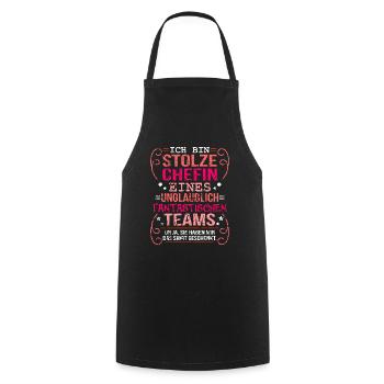 Stolze Chefin Firma Boss - Kochschürze - Schwarz - Vorne - AI Model Male 185 dark (185cm)