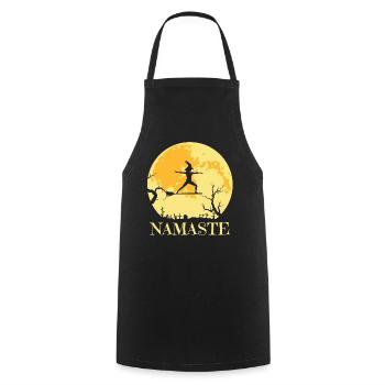 Namaste Hexe Besen Joga - Kochschürze - Schwarz - Vorne - AI Model Male 185 dark (185cm)