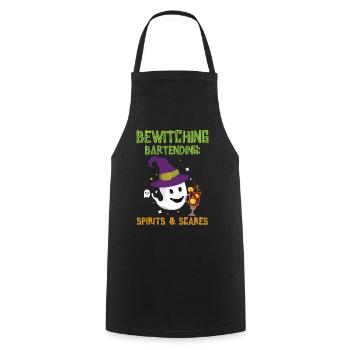 Verhexendes Bartending: Geister & Schrecken Hallow - Kochschürze - Schwarz - Vorne - AI Model Male 185 dark (185cm)