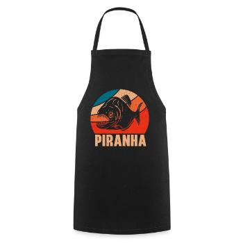 Piranha Sammler Aquarianer Aquaristik Fischhaltung - Kochschürze - Schwarz - Vorne - AI Model Male 185 dark (185cm)