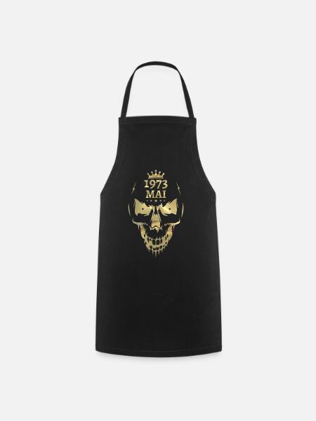 Mai 1973 Totenkopf Gold - Kochschürze - Schwarz