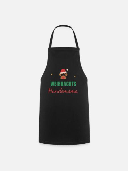 Weihnachts-Hundemama – Pfote mit Mütze - Kochschürze - Schwarz