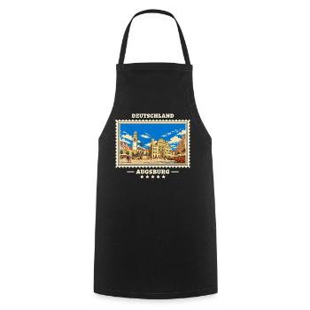 Deutschland Augsburg Vintage Reisemarke - Kochschürze - Schwarz - Vorne - AI Model Male 185 dark (185cm)