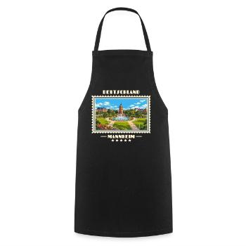 Deutschland Mannheim Vintage Reisemarke - Kochschürze - Schwarz - Vorne - AI Model Male 185 dark (185cm)