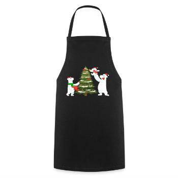 Eis-Weihnachtsbaumbären - Kochschürze - Schwarz - Vorne - AI Model Male 185 dark (185cm)