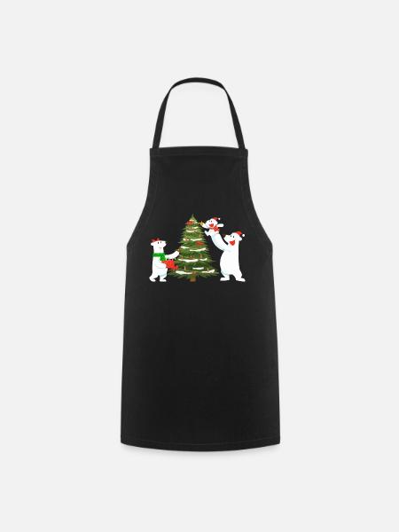 Eis-Weihnachtsbaumbären - Kochschürze - Schwarz