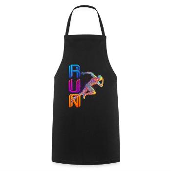 RUN - buntes Läufer Motiv - Kochschürze - Schwarz - Vorne - AI Model Male 185 dark (185cm)