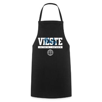 Vieste Italien Koordinaten Reise Souvenir - Kochschürze - Schwarz - Vorne - AI Model Male 185 dark (185cm)