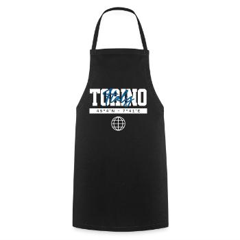 Turin Italien Koordinaten Reise Souvenir - Kochschürze - Schwarz - Vorne - AI Model Male 185 dark (185cm)