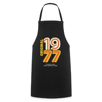 Jahrgang 1977 50. Geburtstag lustig Geschenk Retro - Kochschürze - Schwarz - Vorne - AI Model Male 185 dark (185cm)