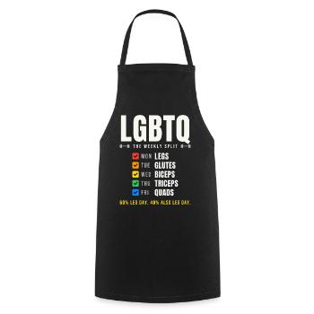 LGBTQ The Weekly Split Trainingsplan - Kochschürze - Schwarz - Vorne - AI Model Male 185 dark (185cm)