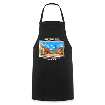 Deutschland Freiburg im Breisgau Vintage Reisemark - Kochschürze - Schwarz - Vorne - AI Model Male 185 dark (185cm)