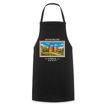 Deutschland Lübeck Vintage Reisemarke - Kochschürze - Schwarz - Vorne - AI Model Male 185 dark (185cm)