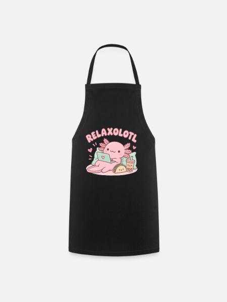 Relaxaxolotl am Laptop - Kochschürze - Schwarz