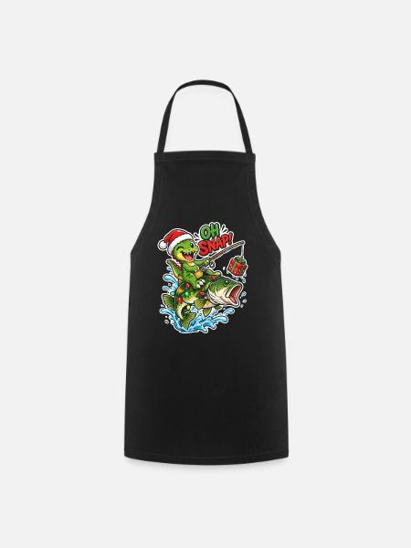 Weihnachtsangler-Alligator - Kochschürze - Schwarz