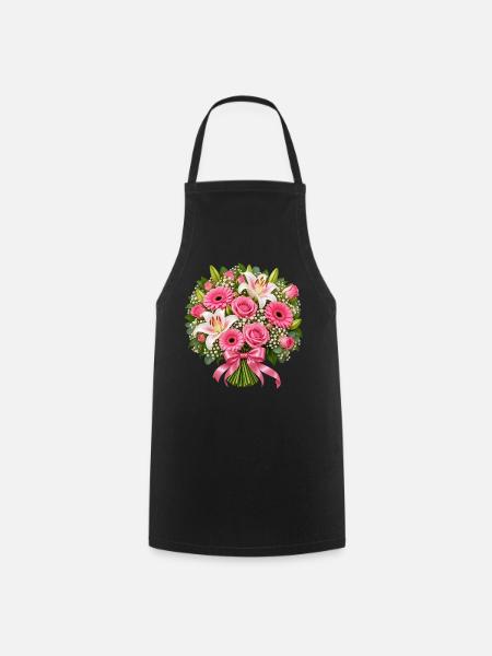 Blush-Blumenstrauß - Kochschürze - Schwarz