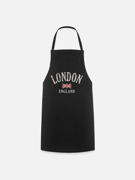 Vintage London England Union Jack T-Shirt - Kochschürze - Schwarz