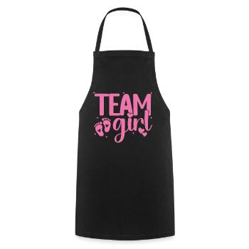 Team Girl Pink Heart Tiny Footprints Geschlechterenthüllung - Kochschürze - Schwarz - Vorne - AI Model Male 185 dark (185cm)