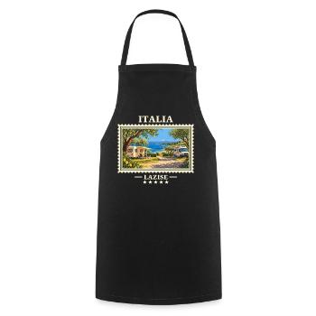 Italien Lazise Camping Vintage Reisemarke - Kochschürze - Schwarz - Vorne - AI Model Male 185 dark (185cm)