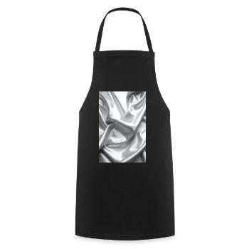 Silber Satin Falten - Kochschürze - Schwarz - Vorne - AI Model Male 185 dark (185cm)