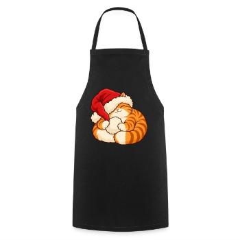 Weihnachten - Schlafendes Weihnachtskätzchen - Kochschürze - Schwarz - Vorne - AI Model Male 185 dark (185cm)