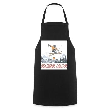 Schweizer Alpen Sprung-Skier - Kochschürze - Schwarz - Vorne - AI Model Male 185 dark (185cm)