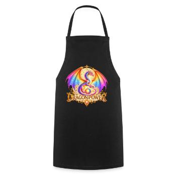 Regenbogendrache – Dragon Power & Mandala - Kochschürze - Schwarz - Vorne - AI Model Male 185 dark (185cm)