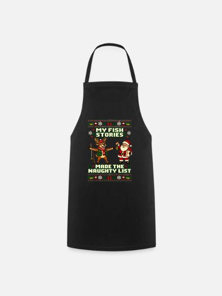 Weihnachten Angler Rentier Humor - Kochschürze - Schwarz