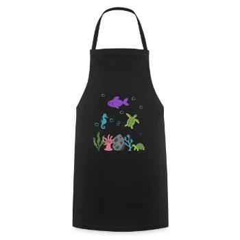 Fisch Unterwasser Kinder Seepferdchen Seeanemone - Kochschürze - Schwarz - Vorne - AI Model Male 185 dark (185cm)