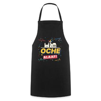 Oche Alaaf Retro Aachen Karneval Skyline Konfetti - Kochschürze - Schwarz - Vorne - AI Model Male 185 dark (185cm)