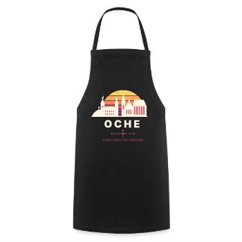 Oche Retro Sunset Skyline Stadt Karls des Großen - Kochschürze - Schwarz - Vorne - AI Model Male 185 dark (185cm)