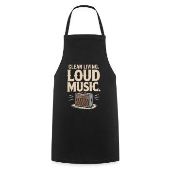 Clean Living Loud Music Straight Edge Nüchtern - Kochschürze - Schwarz - Vorne - AI Model Male 185 dark (185cm)
