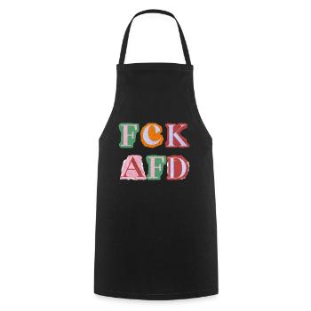 FCK AFD ERPRESSERBRIEF BUCHSTABEN, FCK NZS, NO NZS - Kochschürze - Schwarz - Vorne - AI Model Male 185 dark (185cm)