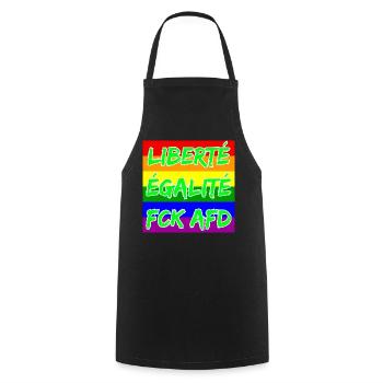 LIBERTÉ ÉGALITÉ FCK AFD REGENBOGEN FCK NZS, NO NZS - Kochschürze - Schwarz - Vorne - AI Model Male 185 dark (185cm)