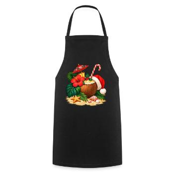 Santa's Coconut Christmas Tropical Cocktail - Kochschürze - Schwarz - Vorne - AI Model Male 185 dark (185cm)