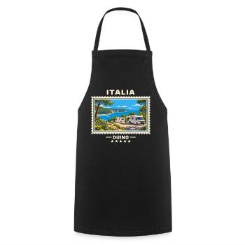 Italien Duino Camping Vintage Reisemarke - Kochschürze - Schwarz - Vorne - AI Model Male 185 dark (185cm)