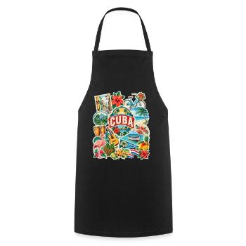 Kuba Reisesticker - Kochschürze - Schwarz - Vorne - AI Model Male 185 dark (185cm)