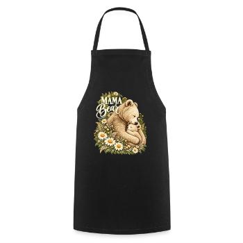 Vintage-Kamillen-süße Mama-Mama-Bär - Kochschürze - Schwarz - Vorne - AI Model Male 185 dark (185cm)