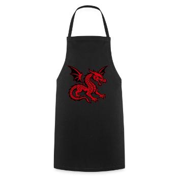 Roter Drache mit ausgebreiteten Flügeln - Kochschürze - Schwarz - Vorne - AI Model Male 185 dark (185cm)