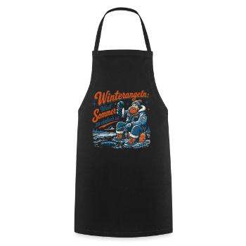 Winterangel Retro Motiv - Kochschürze - Schwarz - Vorne - AI Model Male 185 dark (185cm)
