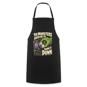 Psychobilly The Monsters Asked Me To Turn It Down - Kochschürze - Schwarz - Vorne - AI Model Male 185 dark (185cm)