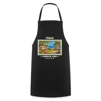 Italien Manerba del Garda Camping Vintage Marke - Kochschürze - Schwarz - Vorne - AI Model Male 185 dark (185cm)
