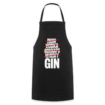 Kuki's Fine Spirit – Nur GIN Statement Shirt - Kochschürze - Schwarz - Vorne - AI Model Male 185 dark (185cm)